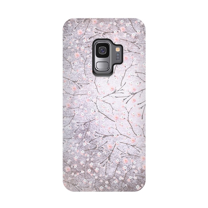 Galaxy S9 StrongFit Purple Gray Metal Shiny Cherry Blossom Pattern by  Utart
