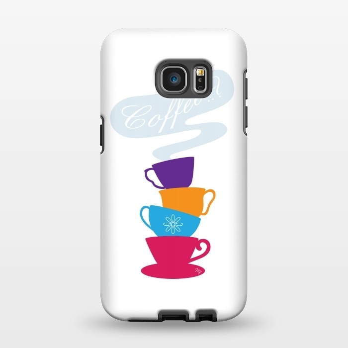Galaxy S7 EDGE StrongFit Bright Coffee Cups by Martina