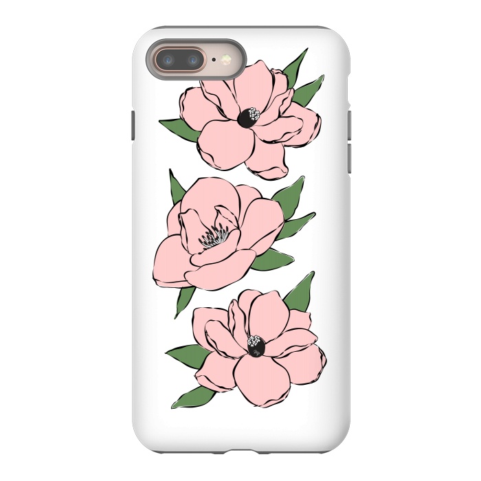 iPhone 7 plus StrongFit Big Pink Flowers by Martina