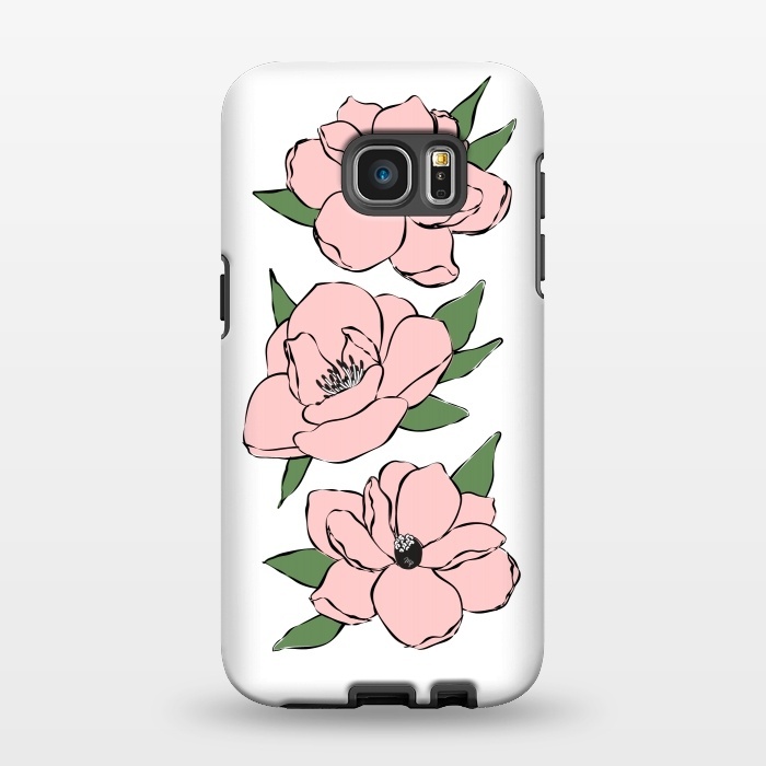Galaxy S7 EDGE StrongFit Big Pink Flowers by Martina