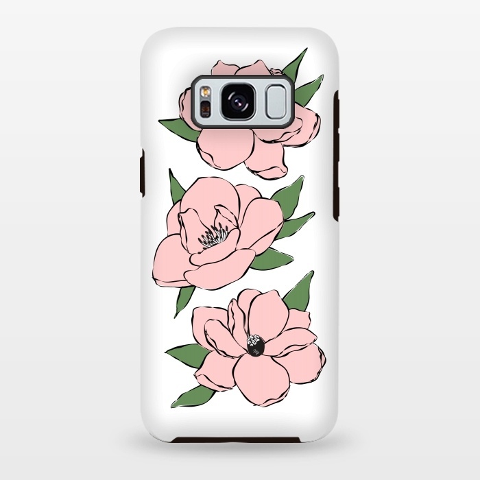 Galaxy S8 plus StrongFit Big Pink Flowers by Martina