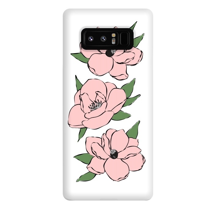Galaxy Note 8 StrongFit Big Pink Flowers by Martina