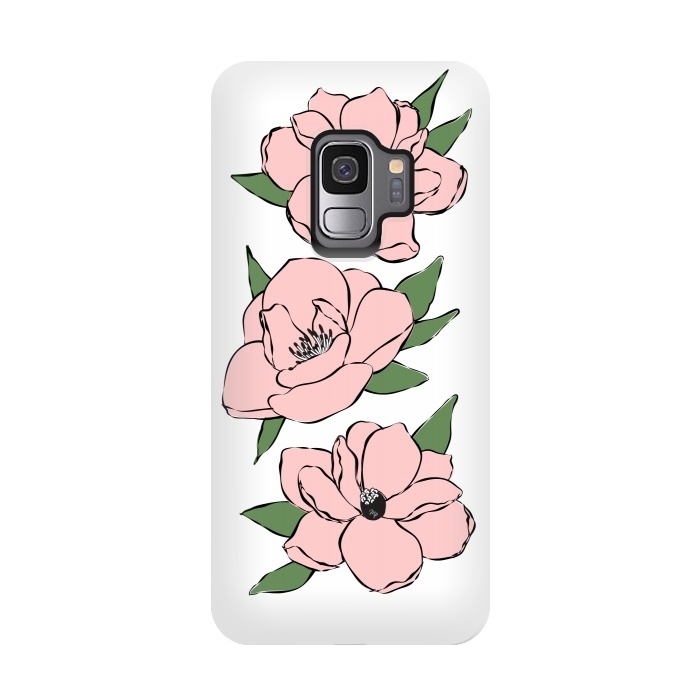Galaxy S9 StrongFit Big Pink Flowers by Martina