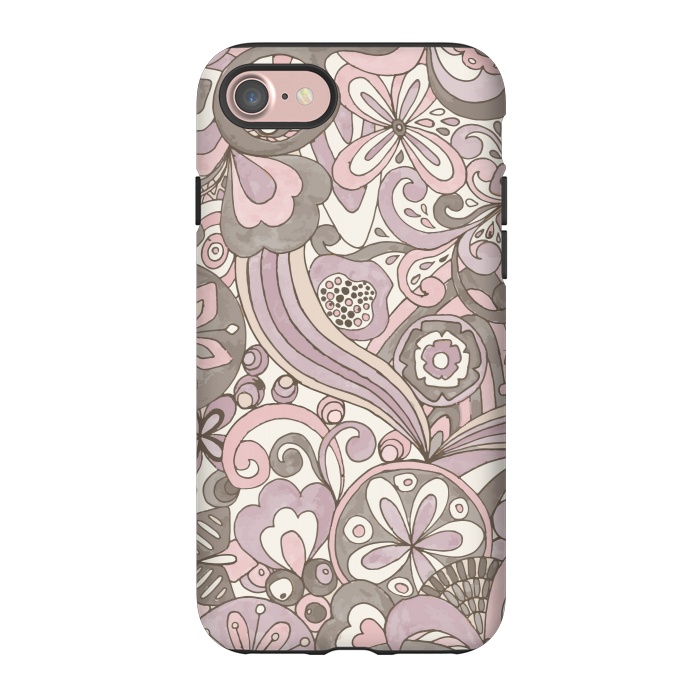 iPhone 7 StrongFit Retro Colouring Book Pink and Gray by Paula Ohreen