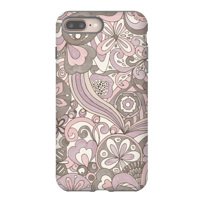 iPhone 7 plus StrongFit Retro Colouring Book Pink and Gray by Paula Ohreen