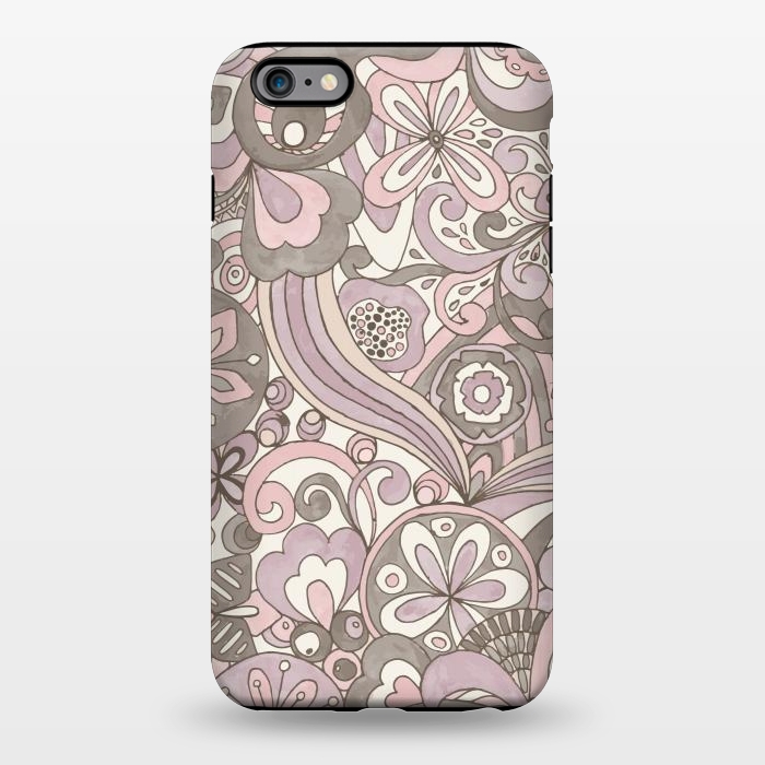 iPhone 6/6s plus StrongFit Retro Colouring Book Pink and Gray by Paula Ohreen