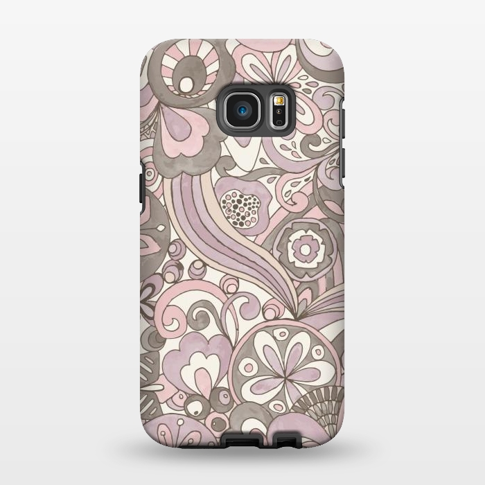 Galaxy S7 EDGE StrongFit Retro Colouring Book Pink and Gray by Paula Ohreen