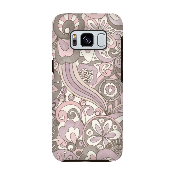 Galaxy S8 StrongFit Retro Colouring Book Pink and Gray by Paula Ohreen