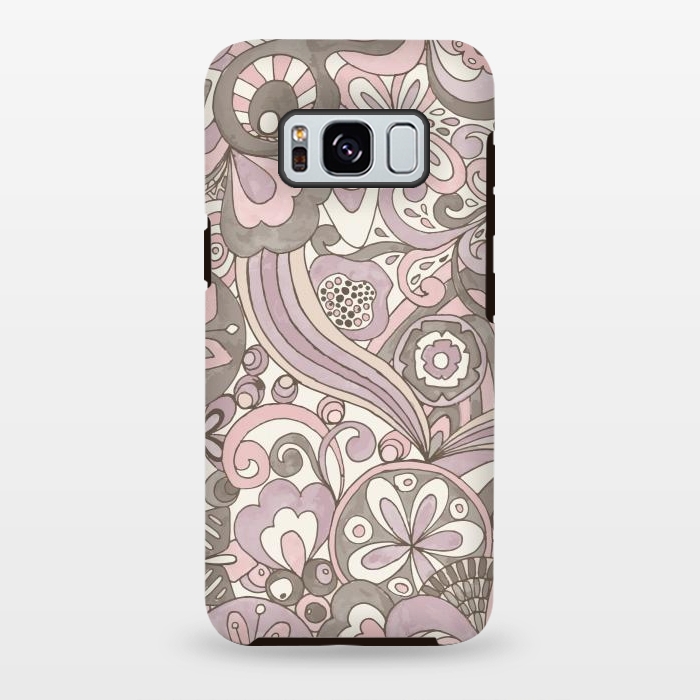 Galaxy S8 plus StrongFit Retro Colouring Book Pink and Gray by Paula Ohreen