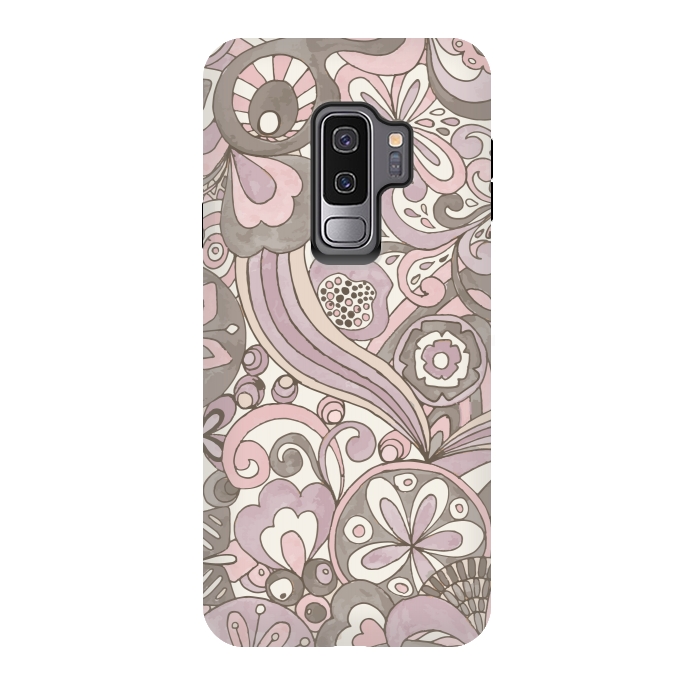 Galaxy S9 plus StrongFit Retro Colouring Book Pink and Gray by Paula Ohreen