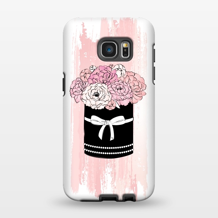 Galaxy S7 EDGE StrongFit Flower Box with pink Peonies by Martina
