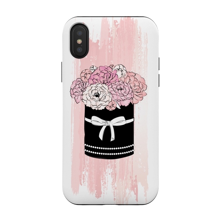iPhone Xs / X StrongFit Flower Box with pink Peonies by Martina