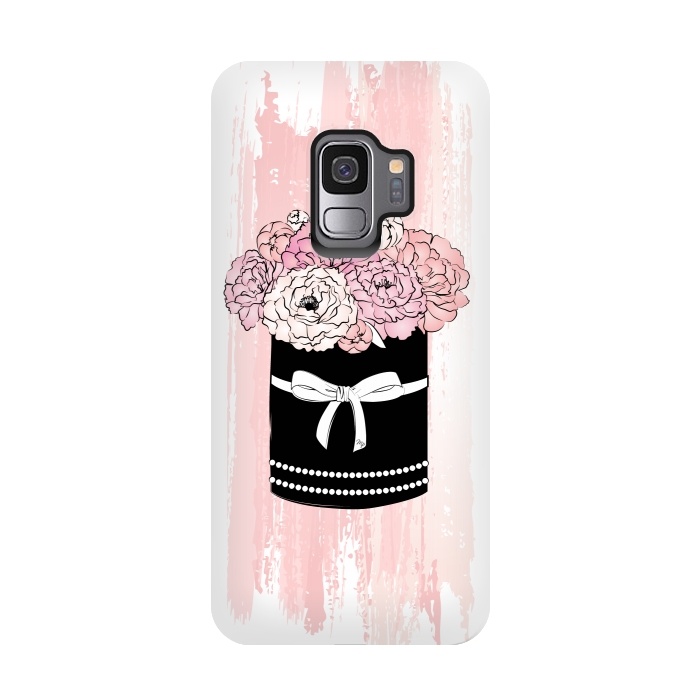 Galaxy S9 StrongFit Flower Box with pink Peonies by Martina