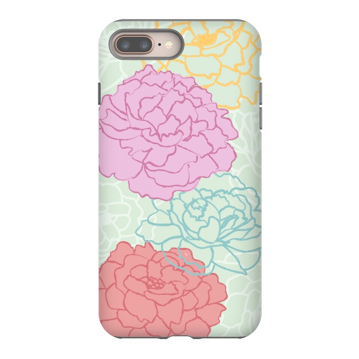 iPhone 7 plus StrongFit Pretty pastel peonies by Martina