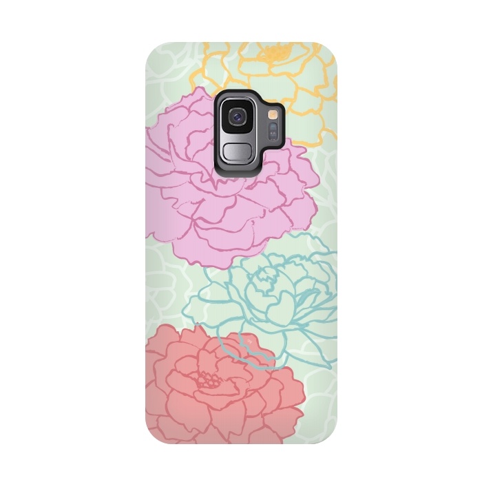 Galaxy S9 StrongFit Pretty pastel peonies by Martina