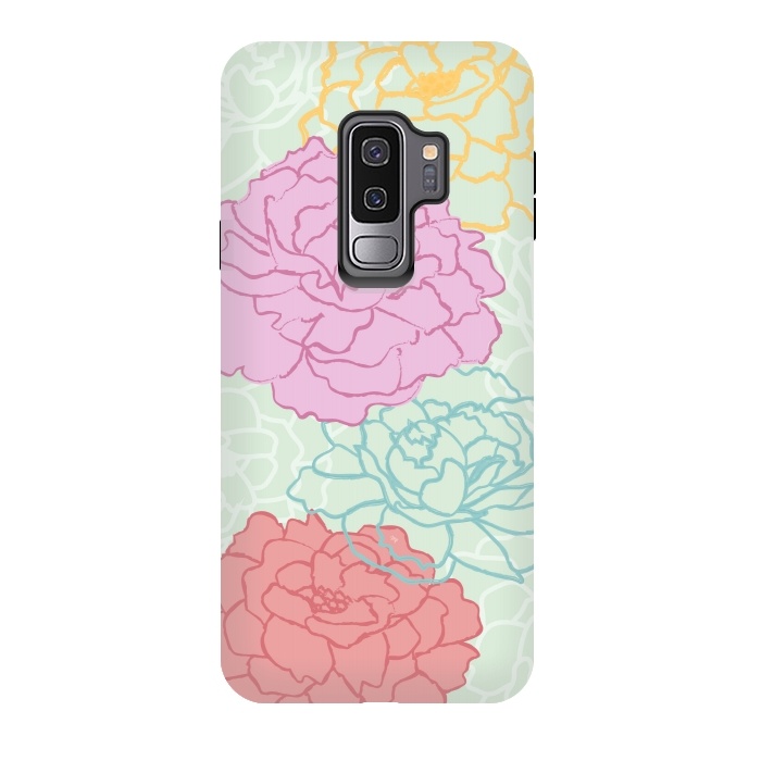 Galaxy S9 plus StrongFit Pretty pastel peonies by Martina
