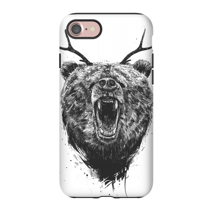 iPhone 7 StrongFit Angry bear with antlers by Balazs Solti
