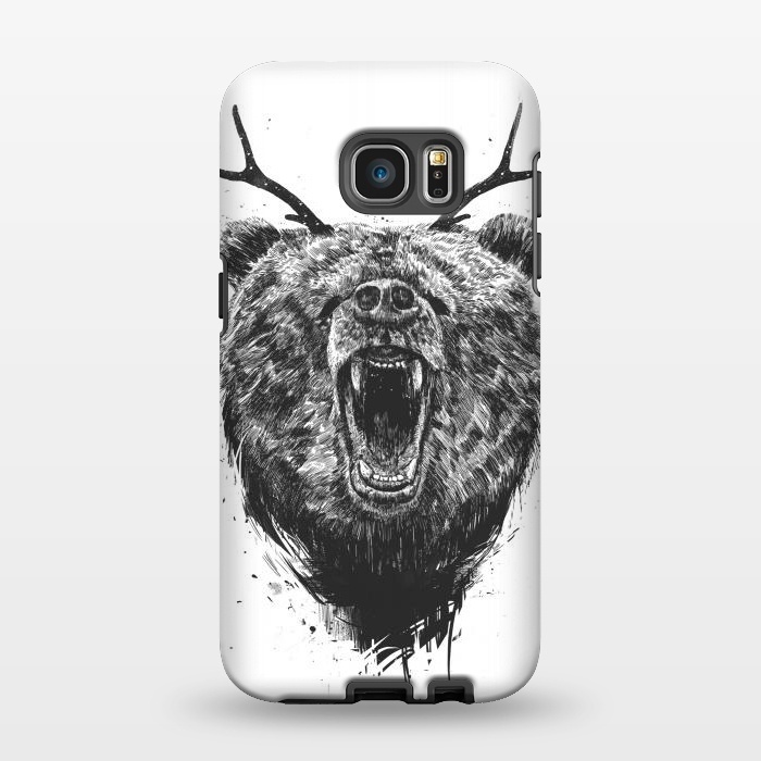 Galaxy S7 EDGE StrongFit Angry bear with antlers by Balazs Solti
