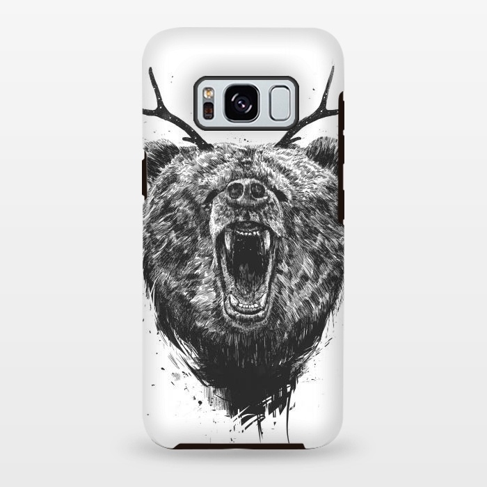 Galaxy S8 plus StrongFit Angry bear with antlers by Balazs Solti