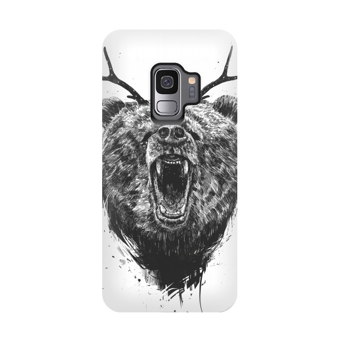 Galaxy S9 StrongFit Angry bear with antlers by Balazs Solti