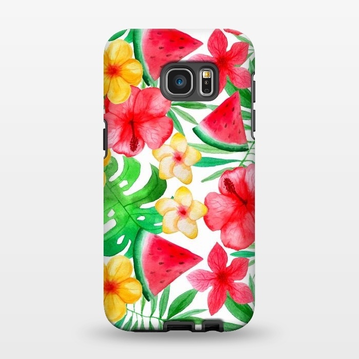 Galaxy S7 EDGE StrongFit Aloha Tropical Hibiscus and Melon Pattern by  Utart