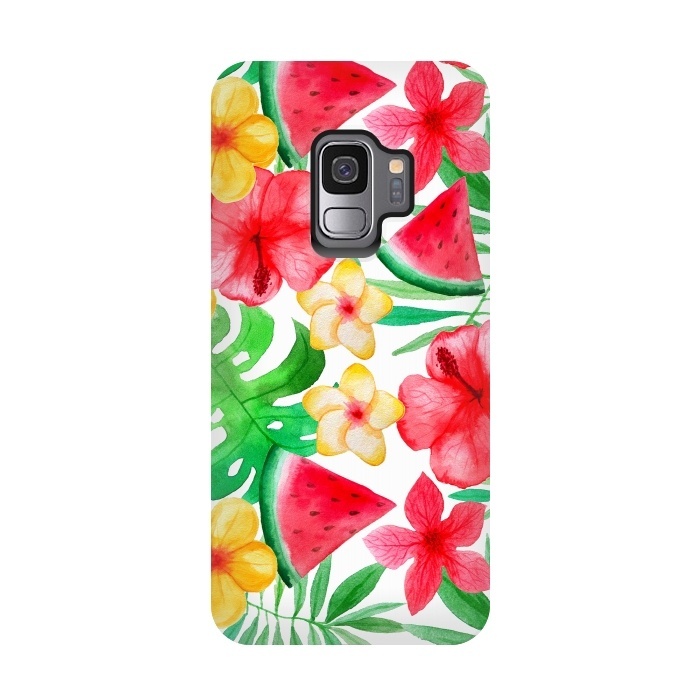 Galaxy S9 StrongFit Aloha Tropical Hibiscus and Melon Pattern by  Utart