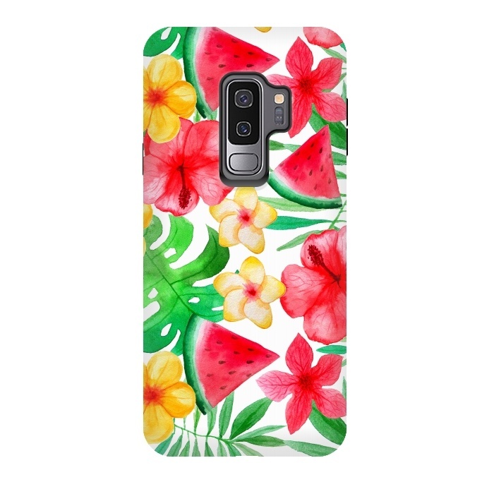 Galaxy S9 plus StrongFit Aloha Tropical Hibiscus and Melon Pattern by  Utart