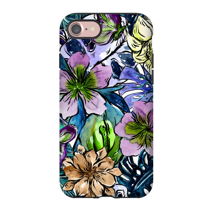 iPhone 7 StrongFit Purple Aloha Hibiscus Tropical Flower Pattern by  Utart