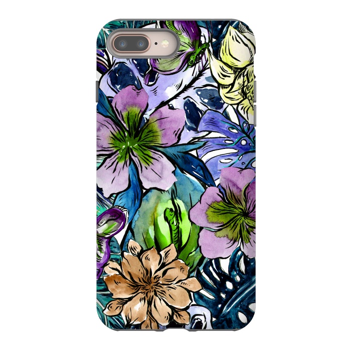 iPhone 7 plus StrongFit Purple Aloha Hibiscus Tropical Flower Pattern by  Utart