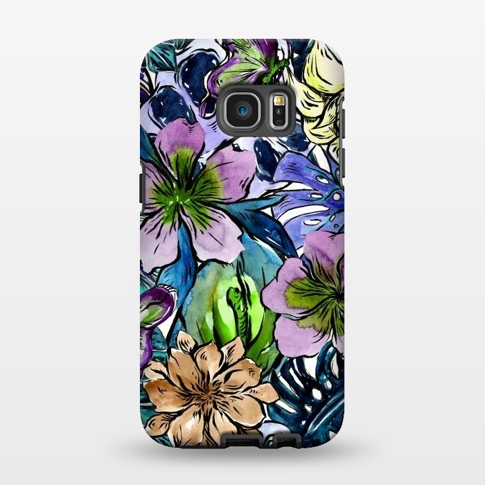 Galaxy S7 EDGE StrongFit Purple Aloha Hibiscus Tropical Flower Pattern by  Utart