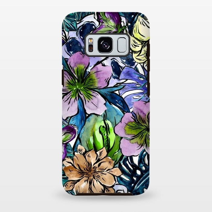 Galaxy S8 plus StrongFit Purple Aloha Hibiscus Tropical Flower Pattern by  Utart