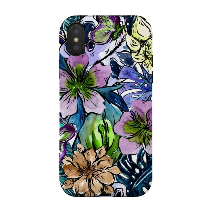 iPhone Xs / X StrongFit Purple Aloha Hibiscus Tropical Flower Pattern by  Utart