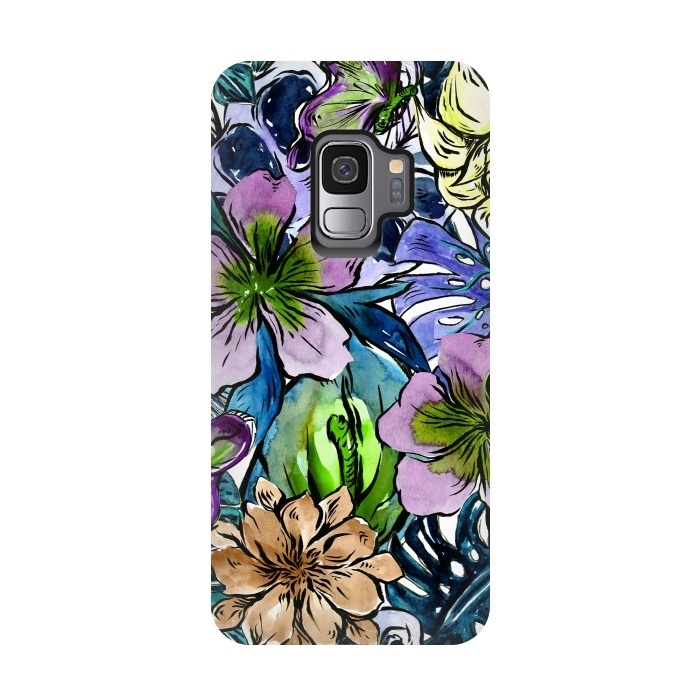 Galaxy S9 StrongFit Purple Aloha Hibiscus Tropical Flower Pattern by  Utart