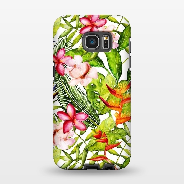 Galaxy S7 EDGE StrongFit Aloha Tropical Flower Jungle Pattern by  Utart