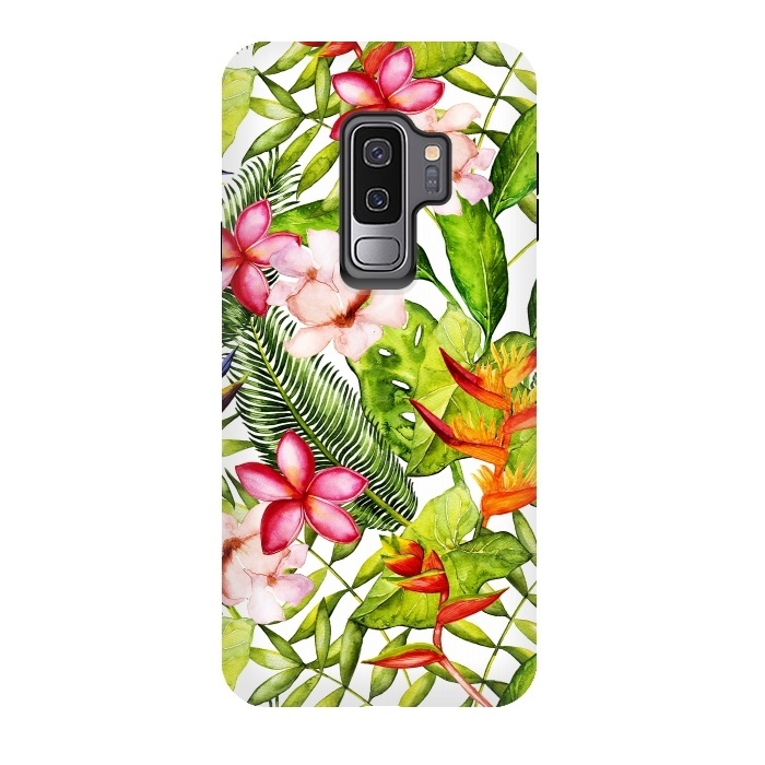 Galaxy S9 plus StrongFit Aloha Tropical Flower Jungle Pattern by  Utart