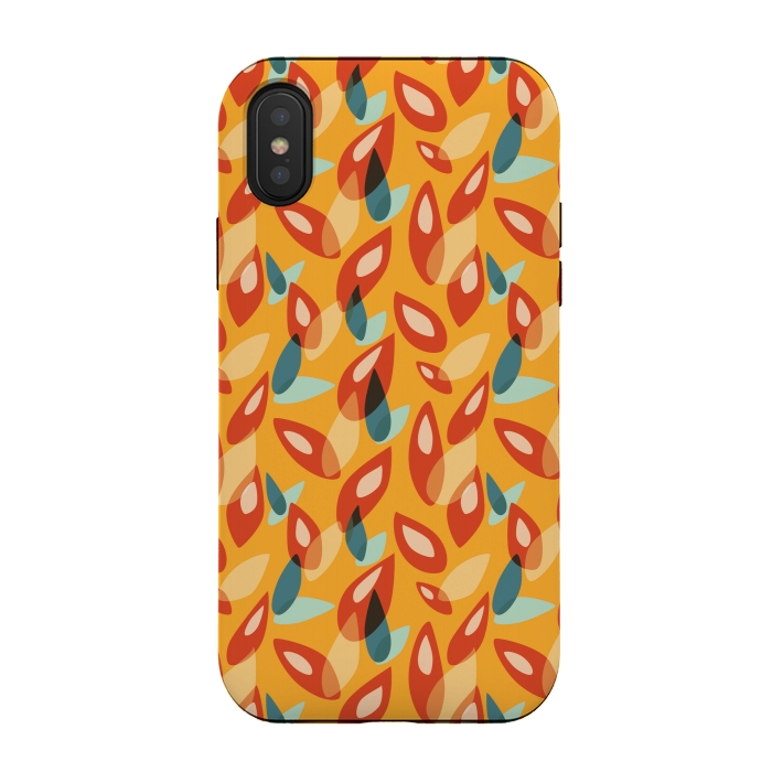 iPhone Xs / X StrongFit Orange Blue Yellow Abstract Autumn Leaves Pattern by Boriana Giormova
