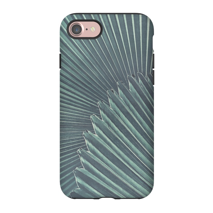 iPhone 7 StrongFit Teal Palm Leaves by Andrea Haase