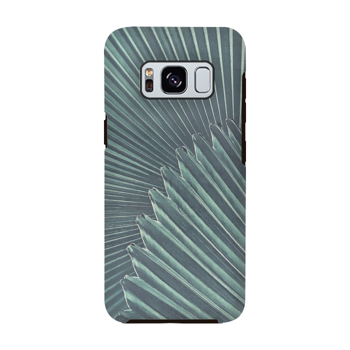 Galaxy S8 StrongFit Teal Palm Leaves by Andrea Haase
