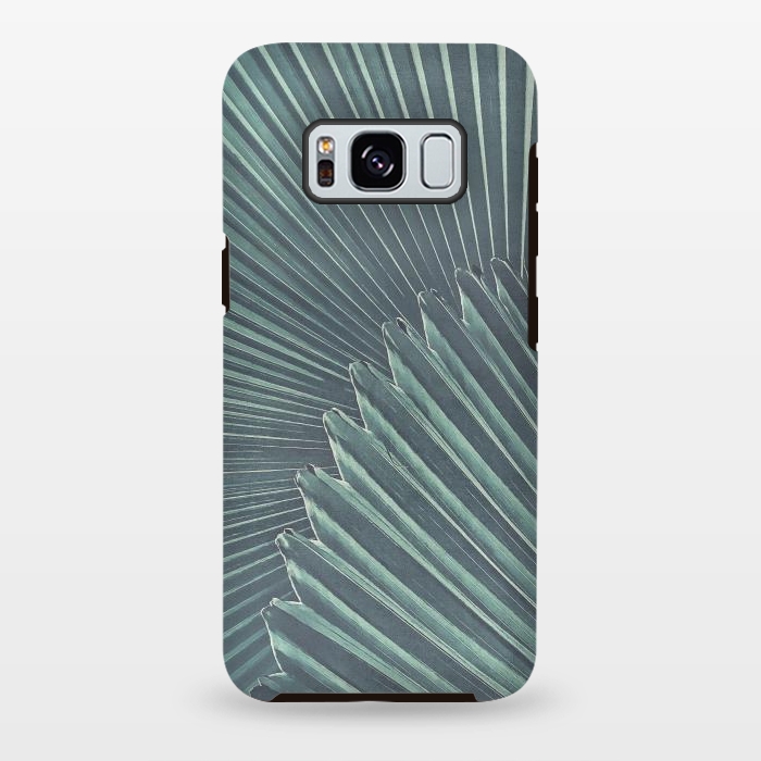 Galaxy S8 plus StrongFit Teal Palm Leaves by Andrea Haase
