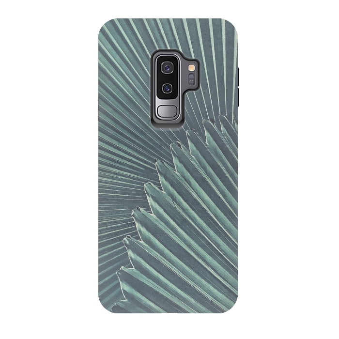 Galaxy S9 plus StrongFit Teal Palm Leaves by Andrea Haase