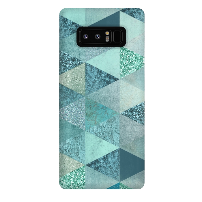 Galaxy Note 8 StrongFit Fancy Shimmering Teal Triangles by Andrea Haase