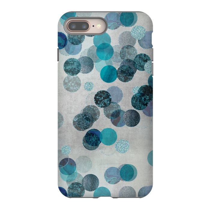 iPhone 7 plus StrongFit Fancy Faux Glitter Dots In Teal And Turquoise by Andrea Haase