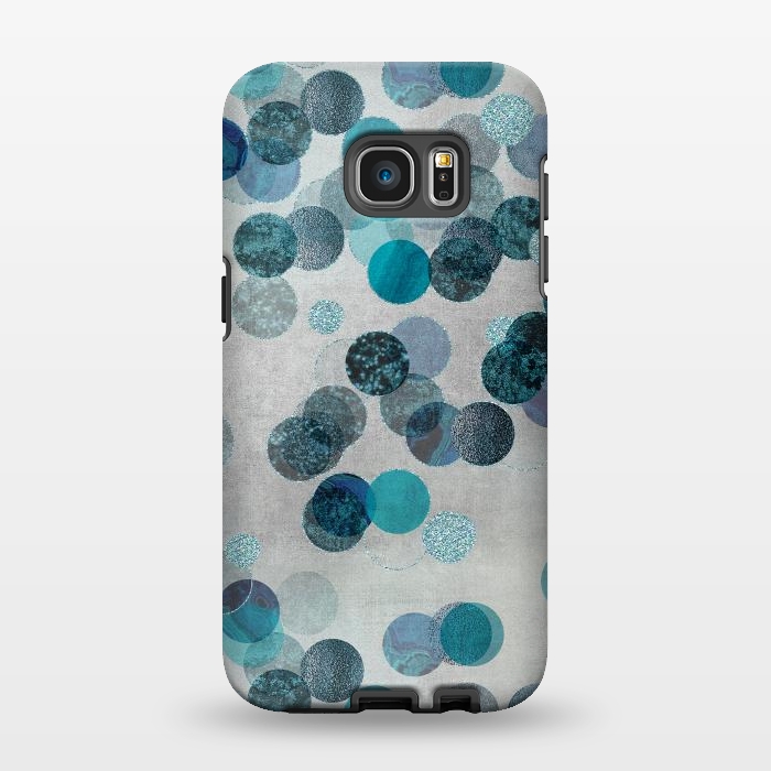 Galaxy S7 EDGE StrongFit Fancy Faux Glitter Dots In Teal And Turquoise by Andrea Haase