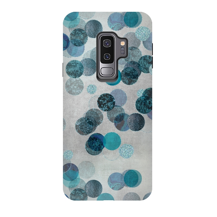 Galaxy S9 plus StrongFit Fancy Faux Glitter Dots In Teal And Turquoise by Andrea Haase