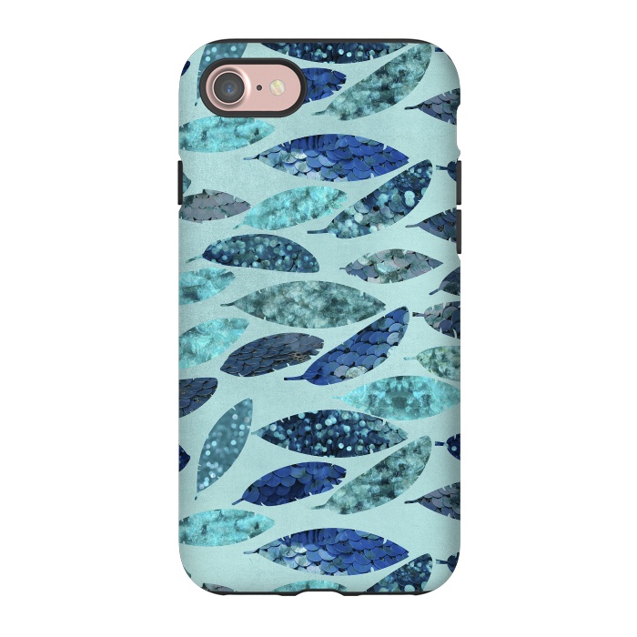 iPhone 7 StrongFit Sparkling Mermaid Feathers Blue And Teal by Andrea Haase