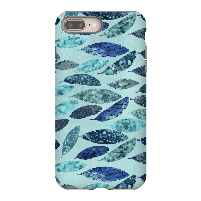 iPhone 7 plus StrongFit Sparkling Mermaid Feathers Blue And Teal by Andrea Haase