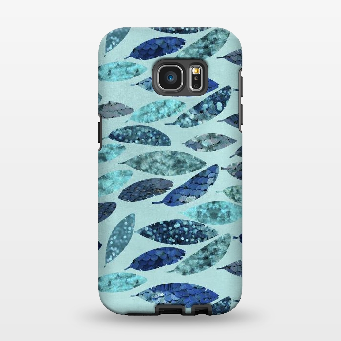 Galaxy S7 EDGE StrongFit Sparkling Mermaid Feathers Blue And Teal by Andrea Haase