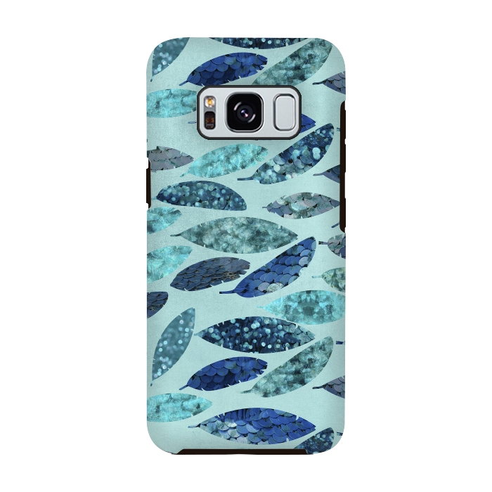 Galaxy S8 StrongFit Sparkling Mermaid Feathers Blue And Teal by Andrea Haase