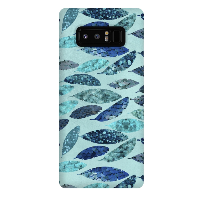 Galaxy Note 8 StrongFit Sparkling Mermaid Feathers Blue And Teal by Andrea Haase