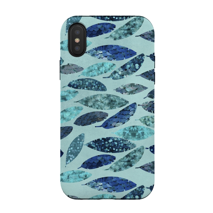 iPhone Xs / X StrongFit Sparkling Mermaid Feathers Blue And Teal by Andrea Haase